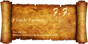 Fleck Ferenc névjegykártya